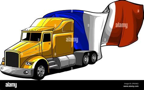 Vector Illustration Of Semi Truck Vector Front View On White Background