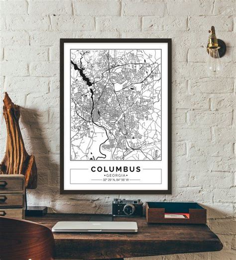 Columbus Georgia City Map Poster Printable Print Street Etsy City