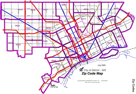 Detroit Zip Code Map •