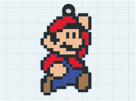 Stl File Mario Pixel Art Style Keychain 🎨・3d Printable Model To