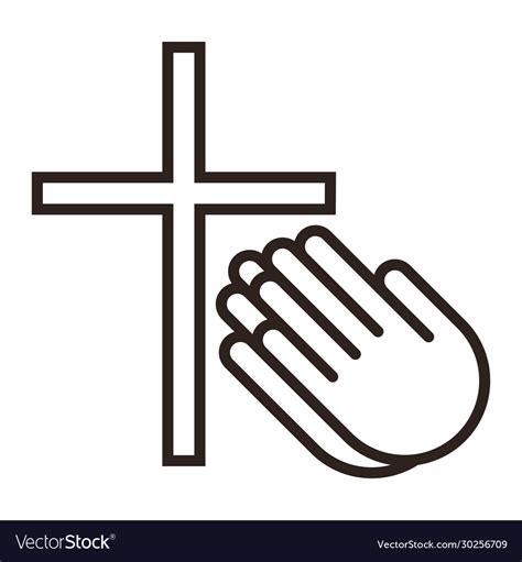 Praying Hands And Cross Prayer Icon Royalty Free Vector