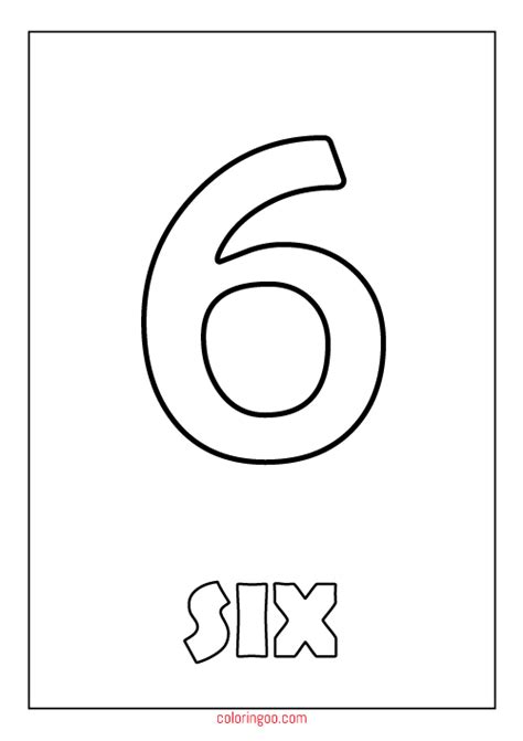 Printable Number 6 Six Coloring Page Pdf For Kids Printable