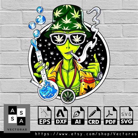 Alien Smoking Weed Svg Smoke Cannabis Svg Stoner Decals Wall Art Decor