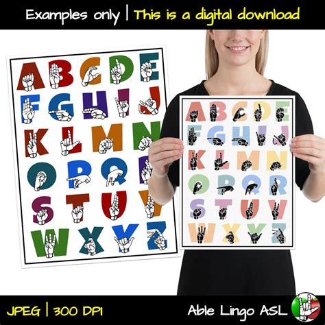 Sign Language Alphabet Chart Bundle Asl Abcs Chart Sign Etsy