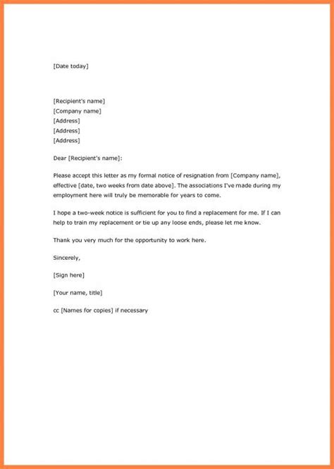 Notifying your boss that you will be leaving your job and actually leaving are not quite the same thing. Two Week Notice Letter | Resignation letter, Resignation ...