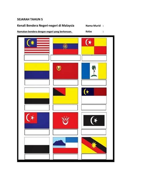 Bendera Negeri Negeri Di Malaysia Worksheet In 2023 Learning