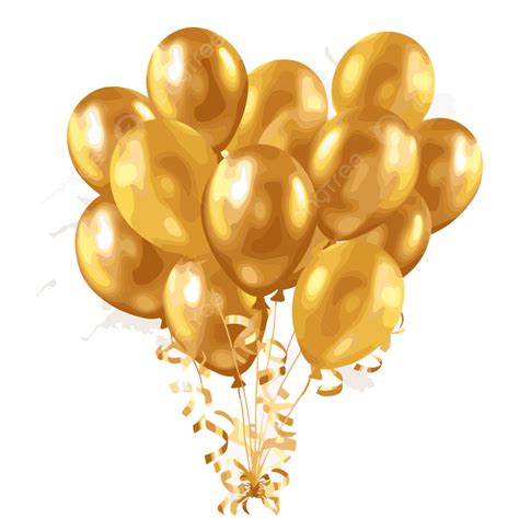 Gold Balloons Vector Sticker Clipart Balloons Gold On Transparent