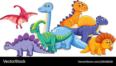 Group Of Cute Dinosaur Royalty Free Vector Image