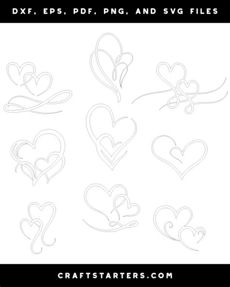 Fancy Double Heart Outline Patterns Dfx Eps Pdf Png And Svg Cut Files