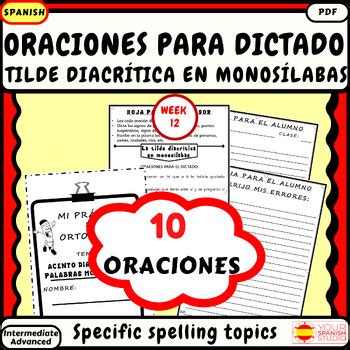 Spanish spelling dictation Accent Set 12 Acento diacrítico en monosílabas