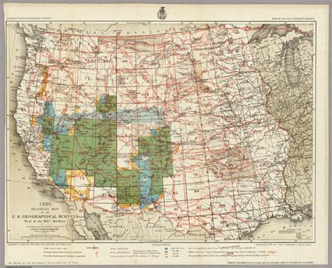 1880 Progress Map Of The Us Geographical Surveys West Of The 100th