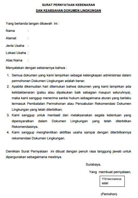 Contoh Surat Pernyataan Kebenaran Dokumen Yang Dilirkan Contoh Surat