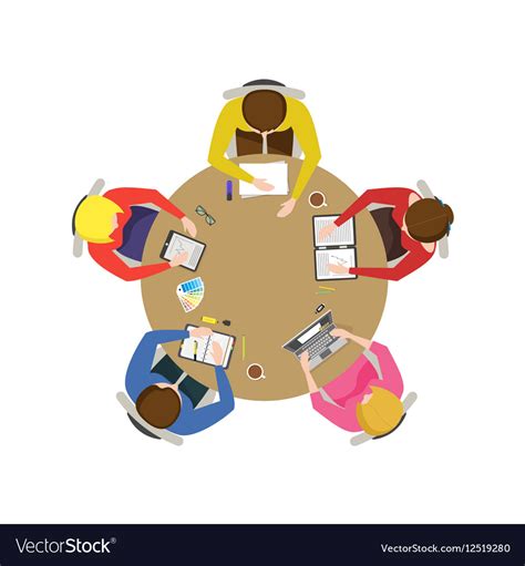 Cartoon Team Meeting Royalty Free Vector Image