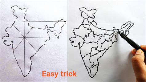 India Map With State India State Map Easy Trick How To Draw India