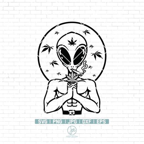 Alien Smoking Weed Svg Smoking Cannabis Svg Smoking Joint Etsy