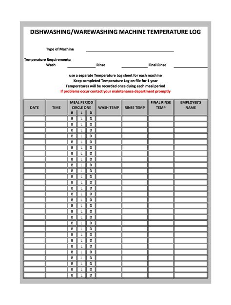 40 Printable Temperature Log Sheets Word Excel Pdf