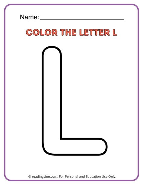 Letter L Coloring Activity Image ReadingVine