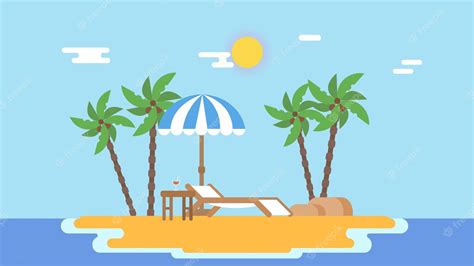 Premium Vector Illustration Beautiful Beach View