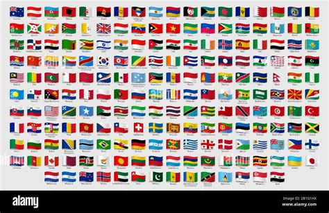 World National Waving Flags Official Country Signs With Names