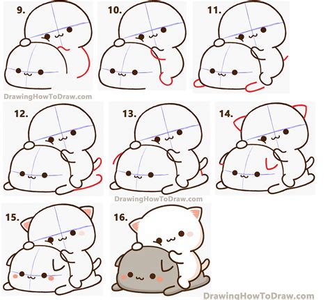 How To Draw 2 Cats From Peach Goma Super Cute Kawaii Easy Step By