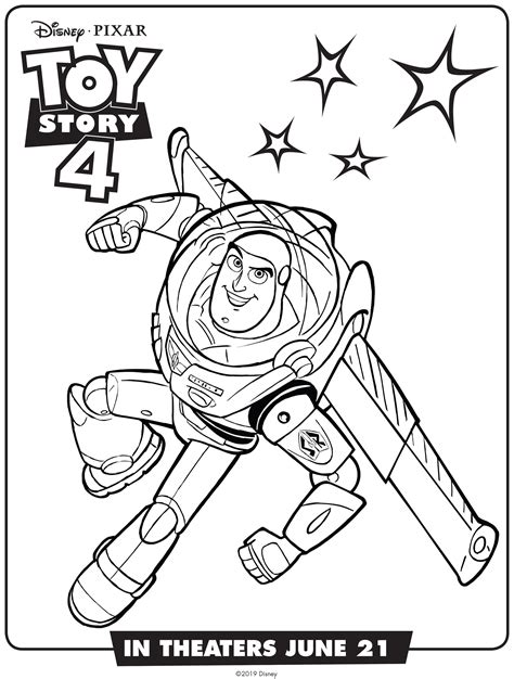 Buzz Lightyear Toy Story 4 Coloring Page Disney Pixar Toy Story