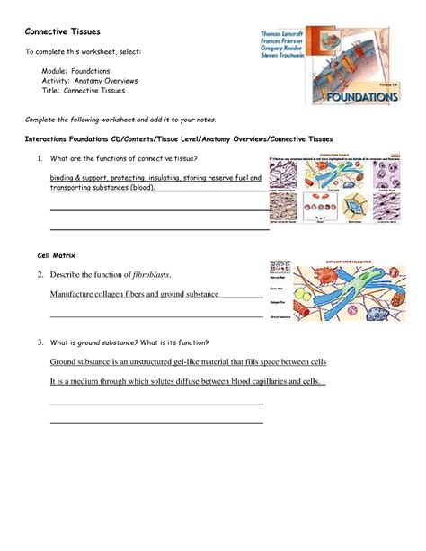 Activity Sheets Connective Tissues Pdf Connective Tissues To