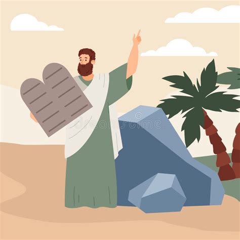 Moses Holding The Ten Commandments Stock Vector Illustration Of