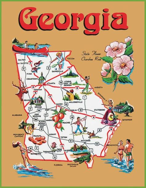 Pictorial Travel Map Of Georgia Printable Map Of Columbus Ga