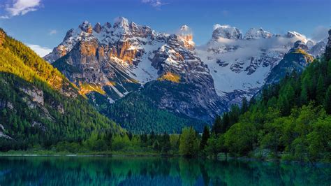 View Of Alps Mountainer Snow Lake Spring Mountains Hd Wallpaper