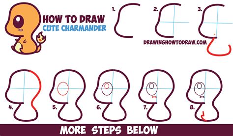 How To Draw Cute Kawaii Chibi Charmander From Pokemon In Easy Step