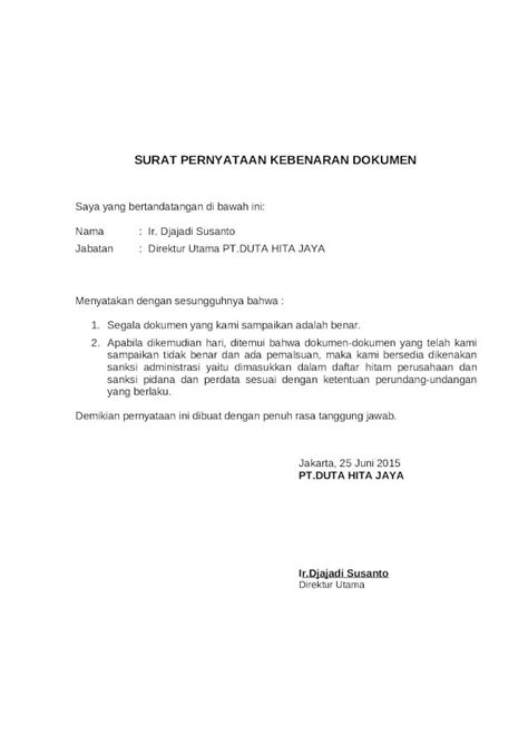 Doc Lampiran 10 Surat Pernyataan Kebenaran Dokumen Dokumentips