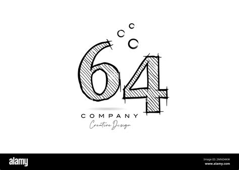 Hand Drawing Number 64 Logo Icon Design For Company Template Or