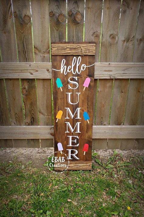 Welcome Sign Hello Summer Reversible Sign Front Porch Summer Wood