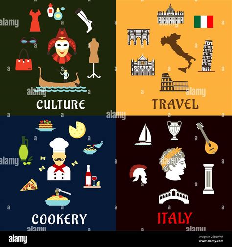 Italy Travel Concept With Traditional Symbols Of Italian Architecture