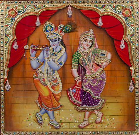 Radha Krishna Dancing Painting By Vijay Krishna Maram