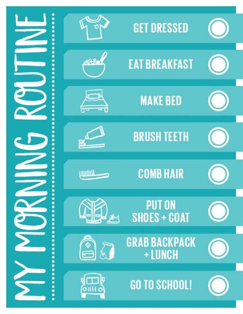 Morning Routine Checklist Kids Free Printable