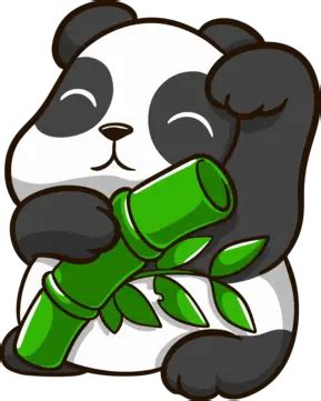 Cartoon Baby Panda With Cute Bamboo Vector Panda Clipart Cute Clipart