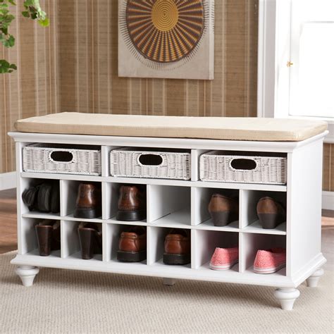 This vasagle shoe bench with a cushion top. Shop Harper Blvd Kelly White Entryway Bench with Shoe ...