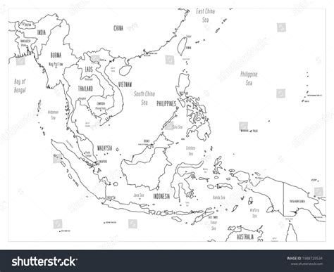 Southeast Asia Map Hand Drawn Cartoon Style Royalty Free Stock