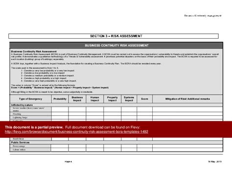 Business Continuity Risk Assessment Bcra Templates Word Slideshow View