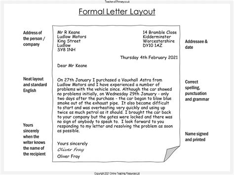 Writing A Formal Letter Year 5 And 6 Teaching Resources