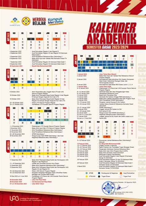 KALENDER AKADEMIK UNIVERSITAS PAMULANG 2023 2024 PROGRAM STUDI TEKNIK