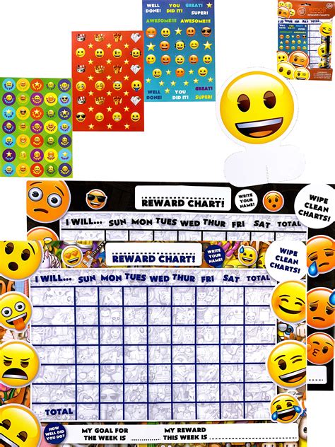 Buy Dedimi Emoji Reward Chart With Stickers 2 Reward Charts 115