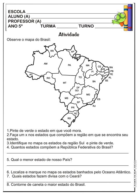 Atividades E Projetos Fundamental I Atividade Estados E Regiões