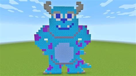 How To Build Sulley From Monsters Inc Pixel Art In Minecraft YouTube