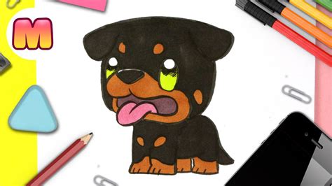 Cómo dibujar un PERRO ROTTWEILER KAWAII paso a paso Tu puedes dibujar