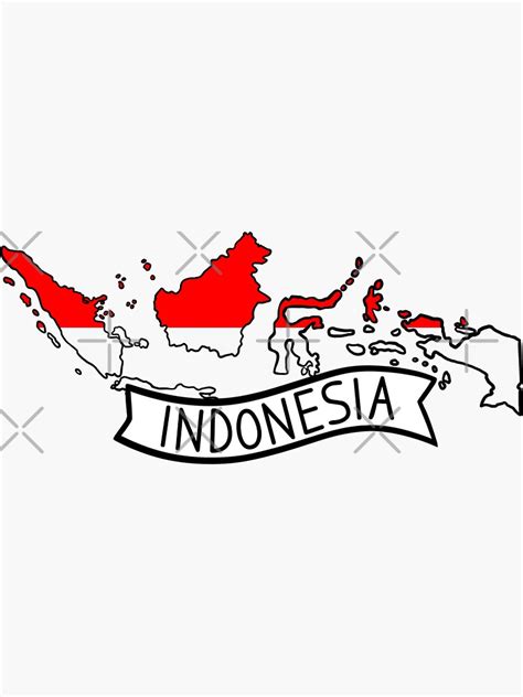 Indonesia Flag Map Sticker Sticker For Sale By Drawingvild Redbubble