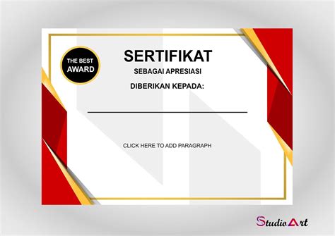 Desain Sertifikat Keren Dan Elegan Studio Art