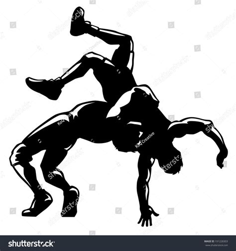 Wrestlers Vector Silhouette Single Black Color 191228303 Shutterstock