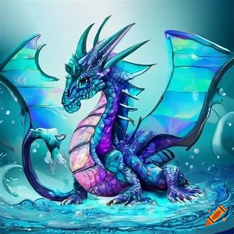 Kawaii Waterice Dragon With Shimmering Aqua Scales Swimming On Craiyon